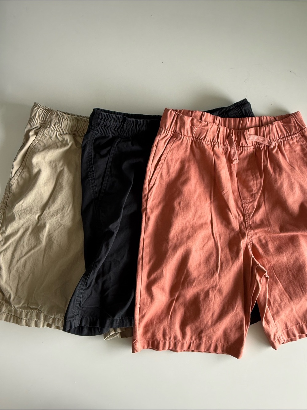 Kids Elastic Waist Casual Shorts - Rust, Black, Khaki